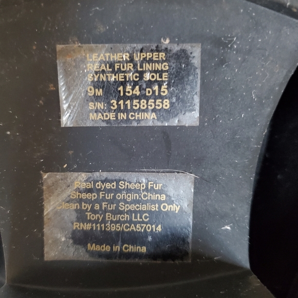 TORY BURCH Sz 9 WAYLAND Black Suede Sheep Fur Tall Boots Gold Logo 1.5" Heel EUC - Picture 2 of 16